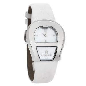 Pre Owned Aigner Mother of Pearl Gold Plated Stainless Steel Venezia A39200 Women's Wristwatch 36 mm