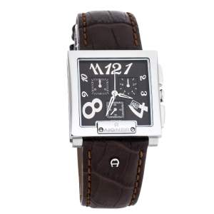 Aigner Brown Stainless Steel Leather Torino Chrono A27000 Men's Wristwatch 36 mm