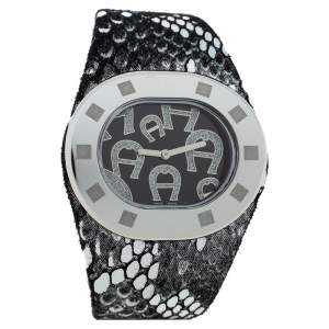 Pre Owned Aigner Black Stainless Steel Ravello Due A21000 Women's Wristwatch 43 mm