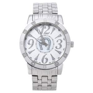 Pre Owned Aigner White Stainless Steel Diamond Cortina A26300 Women's Wristwatch 36 mm