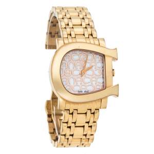 Pre Owned Aigner Mother of Pearl Gold Plated Stainless Steel Genua Due A31600 Women's Wristwatch 31 mm