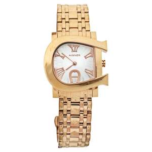 Aigner Silver Yellow Gold Plated Stainless Steel Genua Due A31600 Women's Wristwatch 31 mm