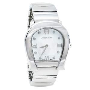 Pre Owned Aigner Mother Of Pearl Stainless Steel Messina A40200 Women's Wristwatch 29 mm