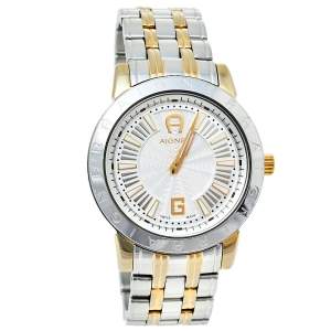 Pre Owned Aigner Silver Two-Tone Stainless Steel Cortina A26300 Women's Wristwatch 36 mm