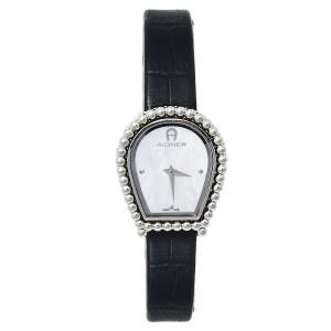 Pre Owned Aigner Mother Of Pearl Stainless Steel Leather Novara A147200 Women's Wristwatch 27.50 mm