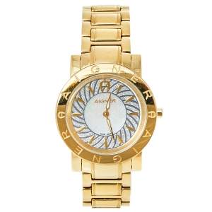 Aigner Silver Gold Plated Stainless Steel Cortina A26300 Women's Wristwatch 36 mm