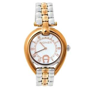 Pre Owned Aigner Mother Of Pearl Two-Tone Stainless Steel Imperia A49300 Women's Wristwatch 35 mm