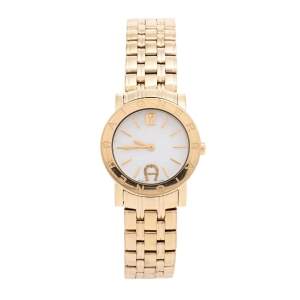 Aigner Mother of Pearl Gold Plated Stainless Steel Cortina A26200 Women's Wristwatch 29 mm
