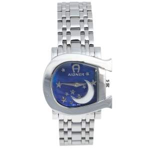 Aigner Purple Mother of Pearl Moon and Star Stainless Steel Genua Due A31600 Women's Wristwatch 31 mm
