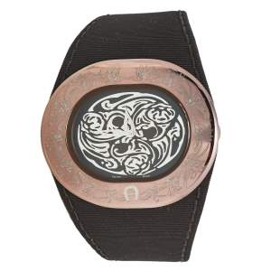 Aigner Silver Brown  PVD Coated Stainless Steel Fabric Ravello Due A21000 Women's Wristwatch  43 mm