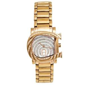 Aigner Mother of Pearl Rose Gold Plated Stainless Steel Genua Due A31600 Women's Wristwatch 31 mm
