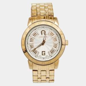 Aigner Silver Gold Plated Stainless Steel Cortina A26300 Women's Wristwatch 36 mm