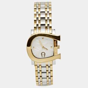 Aigner White Leaves Two-Tone Stainless Steel Genua Due A31600 Women's Wristwatch 31 mm