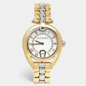 Aigner Mother of Pearl Two Tone Stainless Steel Imperia A49300 Women's Wristwatch 35 mm
