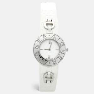 Aigner White Stainless Steel Leather Aversa A51200 Women's Wristwatch 32 mm