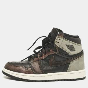 Air Jordans Multicolor Leather Jordan 1 Retro High Light Army Rust Shadow Patina Sneakers Size 36