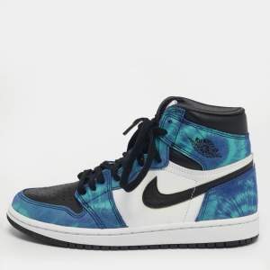 مملوكة مسبقًا Air Jordans Jordan 1 Retro Tie Dye Size 37.5 Multicolor Leather and Suede High Top Sneakers