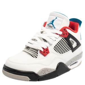 Air Jordan White Leather 4 Retro GS “What the” Sneaker Size 38