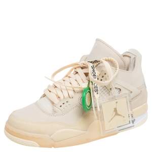 Air Jordan x Off White Beige Nubuck And Rubber 4 Retro Sail Sneakers Size 40