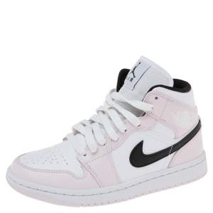 Air Jordan Pink/White Leather Jordan 1 Mid Sneakers Size 36.5