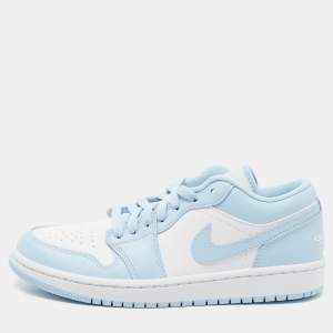 Air Jordans White/Blue Leather  Air Jordan 1 Low Top Sneakers Size 39