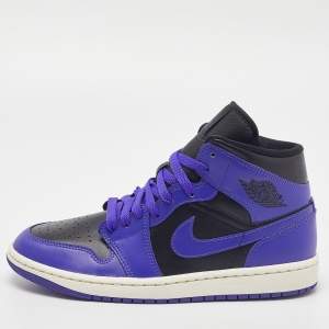 Air Jordans Purple/Black Leather Air Jordan 1 Mid Sneakers Size 39