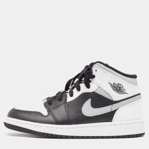 Air Jordans White/Black Leather Air Jordan 1 Shadow Sneakers Size 37.5