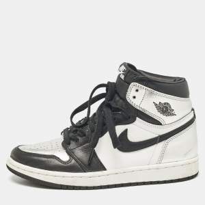 Air Jordans Multicolor Leather Jordan 1 Retro High Silver Toe Sneakers Size 38.5