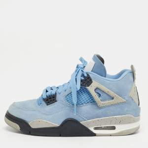 مملوكة مسبقًا Air Jordans 4 Retro Size 40 Blue Rubber and Suede High Top Sneakers