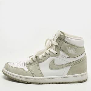 مملوكة مسبقًا Air Jordans Jordan 1 Retro OG Seafoam Size 38 Green/White Nubuck and Leather High Top Sneakers