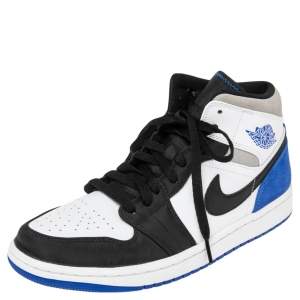 Air Jordans Multicolor Suede and Leather Jordan 1 Mid Royal Black Toe Sneakers Size 42