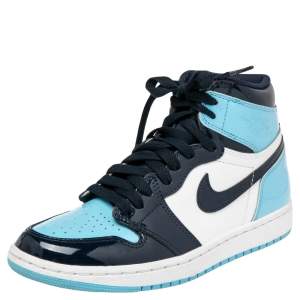 Air Jordans 2 Tone Patent Leather Jordan 1 UNC High Top Sneakers Size 37.5