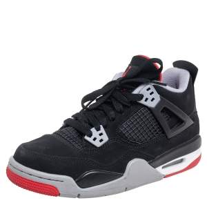 Air Jordan Black Nubuck Leather 4 Retro Sneaker Size 36.5