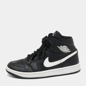 Air Jordan x Nike Black/White Leather Air Jordan 1 Retro High Yin Yang Sneakers Size 38.5