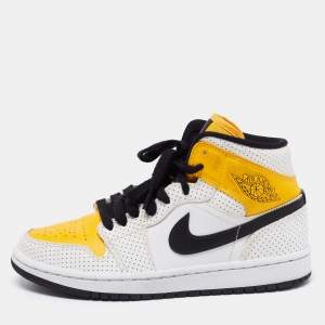 Air Jordan 1 Mid Nike Multicolor Laser Leather High Top Sneakers Size 37.5