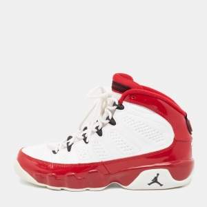 Air Jordan 9 Gym Red/White Patent and Leather Retro Mid-Top Sneakers Size 38.5