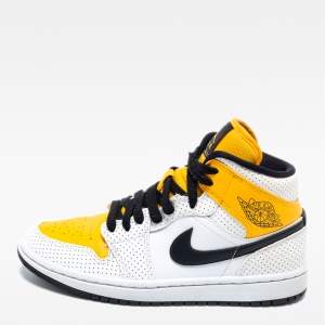 Air Jordan 1 Tri-Color Perforated and Leather Mid Laser Sneakers Size 38