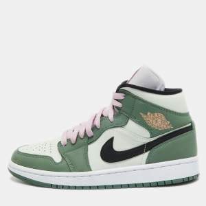 Air Jordans Green Leather Air Jordan 1 High Top Sneakers Size 39