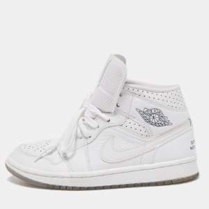 Air Jordans White Leather Jordan 1 Unite Totale Sneakers Size 37.5