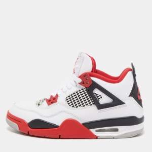 Air Jordan Tricolor Leather Air Jordan 4 Fire Red Sneakers Size 38
