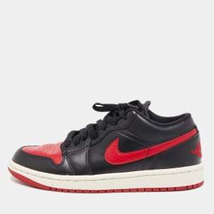 Air Jordans Red/Black Leather Air Jordan 1 Low Top Sneakers Size 37.5