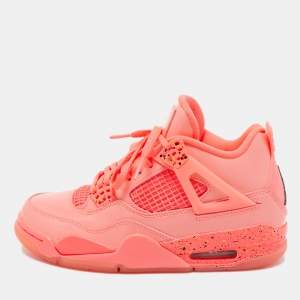 Air Jordans Neon Pink Patent Leather Jordan 4 Hot Punch Sneakers Size 36.5