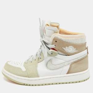 Air Jordans Multicolor Leather Jordan 1 High Zoom Air CMFT Olive Aura Sneakers Size 36