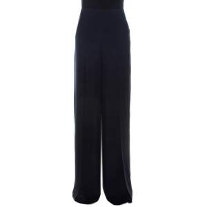Akris Midnight Blue Silk Layered Fellia Pallazo Pants L