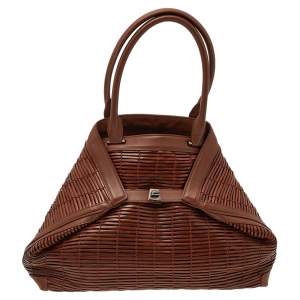 Akris Brown Allega Braided Leather Shoulder Bag