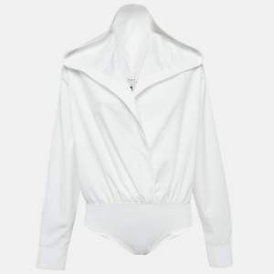 Alaia White Cotton Poplin Hooded Body Shirt XS