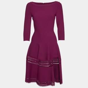 Alaia Pink Stretch Knit Vienne Double Scallop Short Dress M
