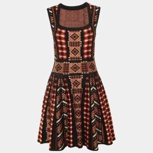 Pre Owned Alaia Black Jacquard Knit Mini Dress M