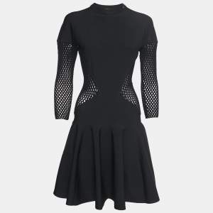 Alaia Black Jersey Waist Detail Midi Dress S