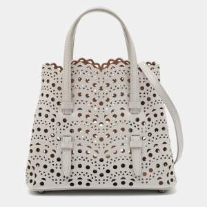 Alaia Gris Perle Vienne Wave Leather Mina 20 Tote